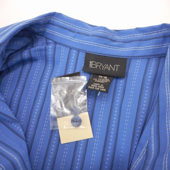 NWT Lane Bryant Size 14/16 Blue Button Up Shirt Long Sleeve Striped Office - Picture 6 of 10
